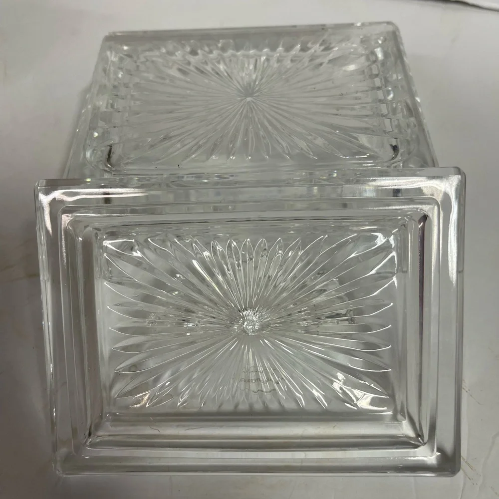 Vintage Elegant Snowflake Crystal Glass Trinket Box